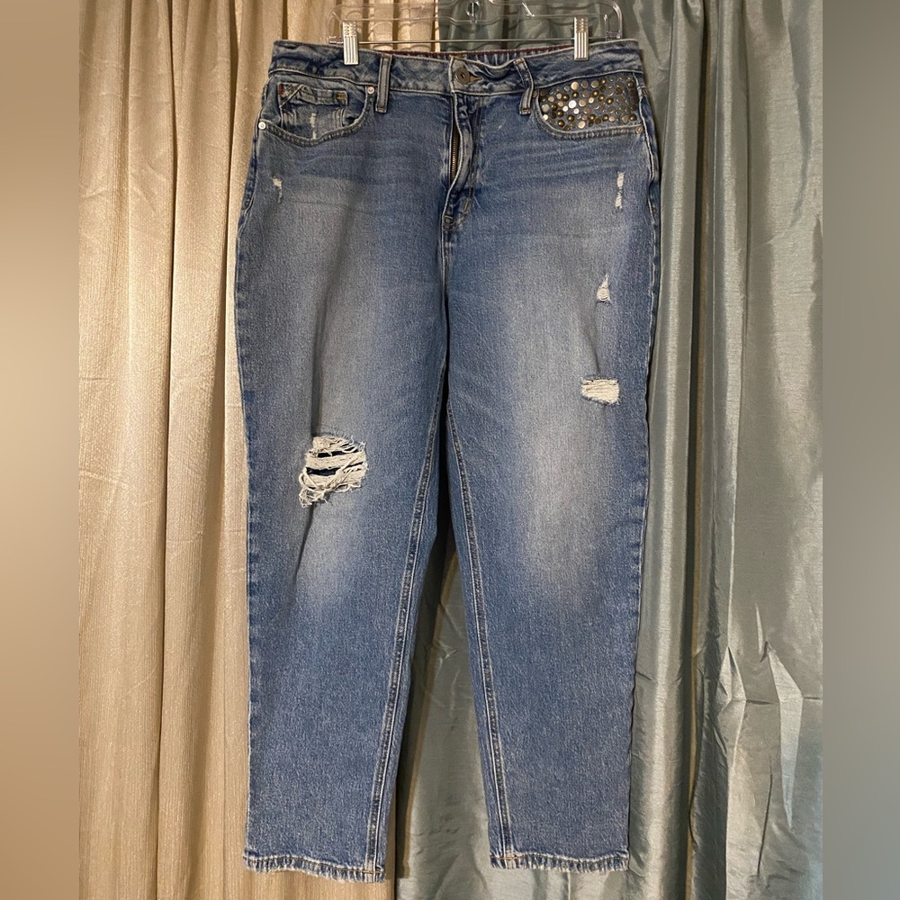 Embellished Distressed Blue Jeans